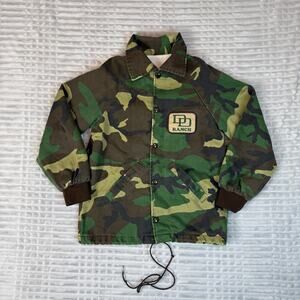 Vintage Youth Army Camo Light Lined Jacket size Small D and D Ranch Made USA